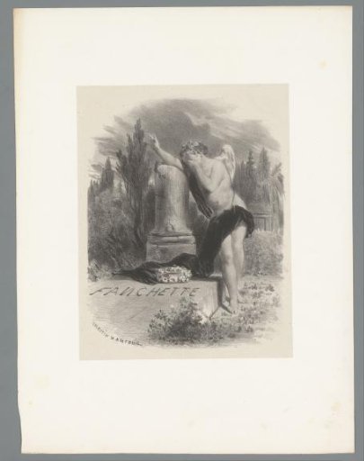 Weeping angel at grave monument for Fanchette