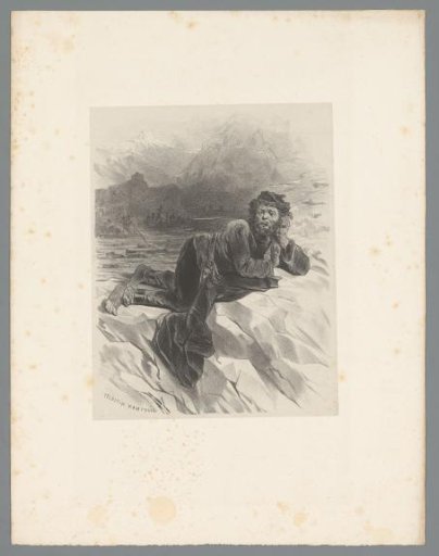 Man lying on the rocks next to water