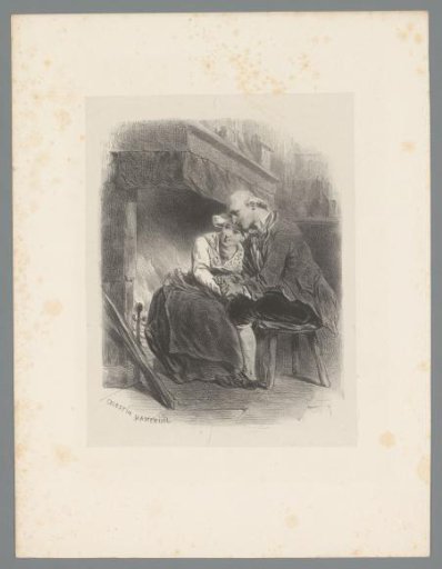 Man and woman seated by the fireplace