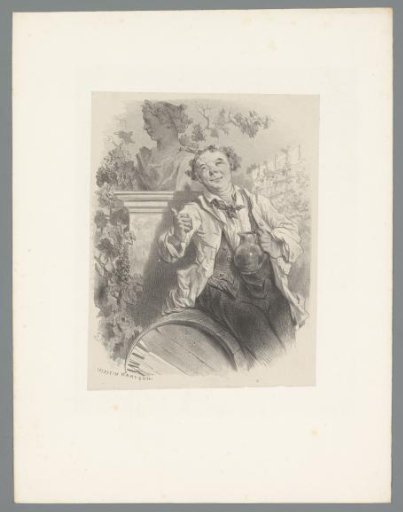 Man with a Carafe Sitting on a Wine Vat