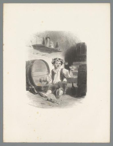 Child Playing as Young Bacchus with a Wine Vat