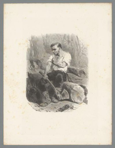 Woodcutter Sitting on a Log