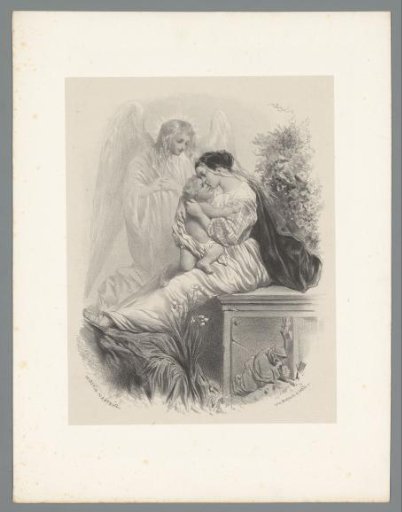 Mother and child with angel