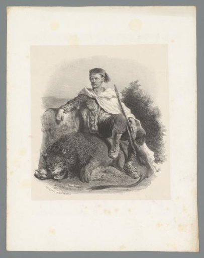Man with a Gun Sitting on a Dead Lion