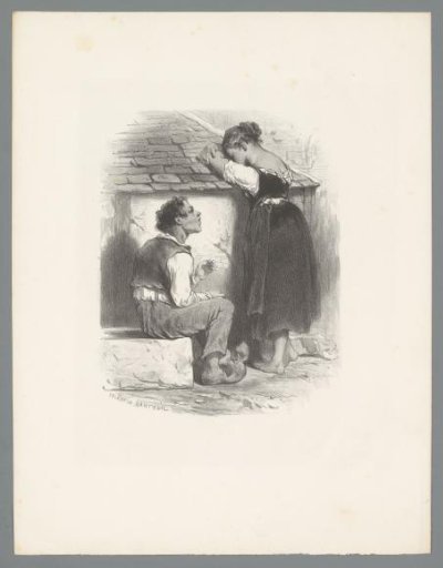 Man seated next to standing weeping woman