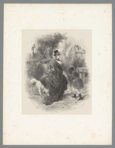 Woman with horse, dog and servant