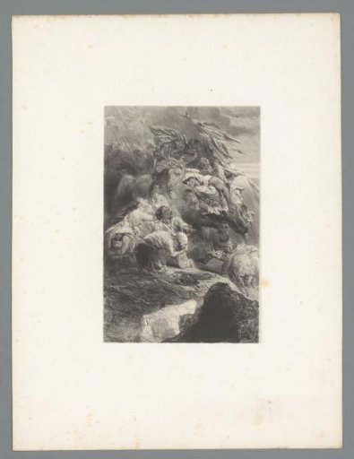 Allegorical representation with a fight