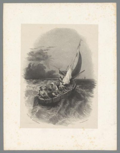 Four Men in a Sailing Ship at Sea