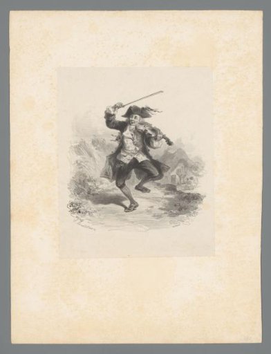 Dancing man with a hat and violin