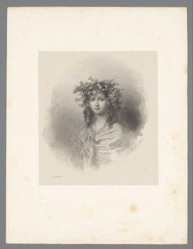 Young woman adorned with a wreath of leaves