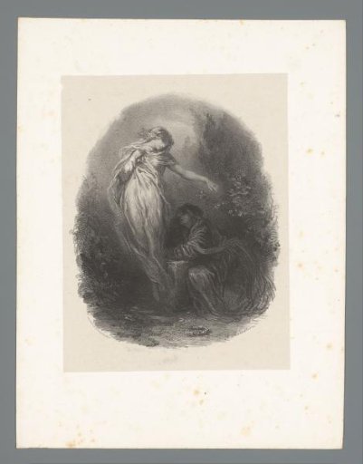 Woman leaning on a rock imagining the vision of another woman