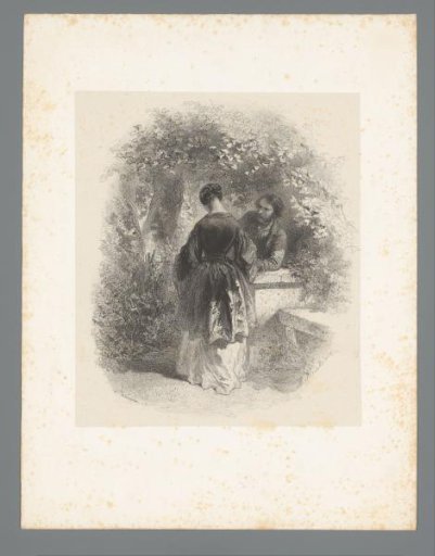 Woman Seen from Behind with Man in Garden