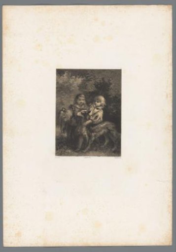 Two Children with a Parrot and a Dog