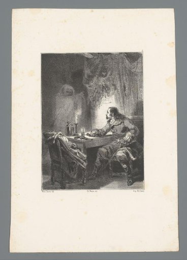 Seated Man at Table with Pistol Sees a Ghost