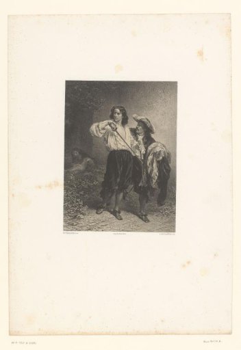 Man walking away from his victim after a sword duel