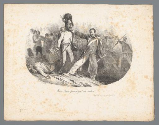 Jean-Jean grabs an Austrian soldier by the throat