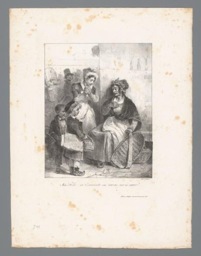 Woman and two children at a market vendor's stall