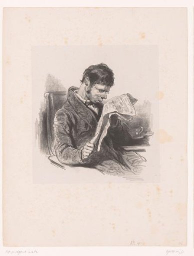 Man with Glasses Reading the Newspaper