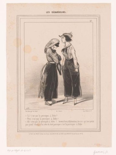 Woman examining another woman's wig