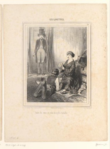 Woman with card game and two lovers
