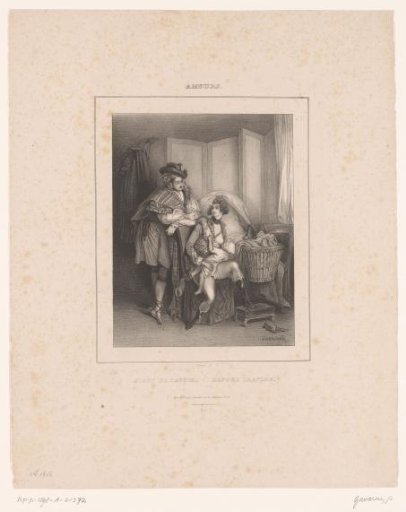 Man and woman with child at the breast