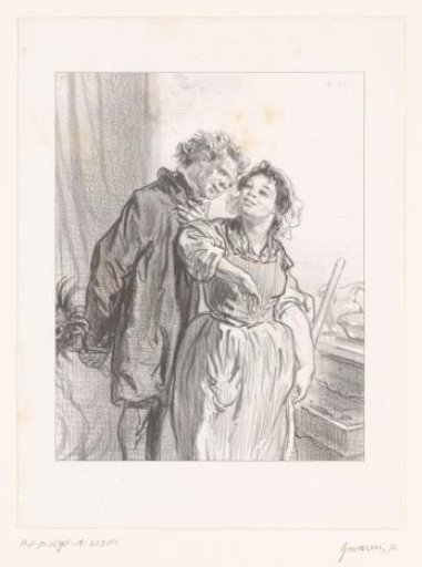 Man courting a cleaning woman