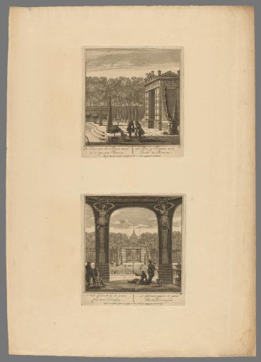 Gate in the garden of Heemstede Castle / Pavilion with view of the large pond, the gate and Heemstede Castle