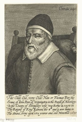 Portrait of Thomas Parr aged 152