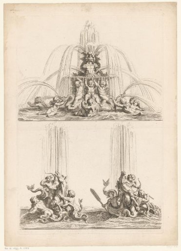Three fountains with putti