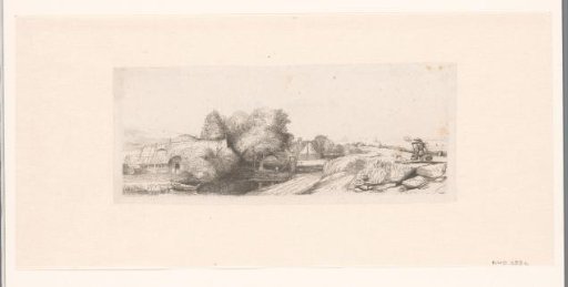 View of the Diemerdijk with a milkman and cottages ('Het melkboertje')