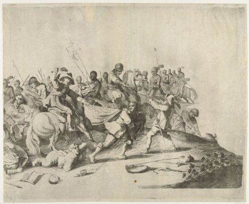 Battle between cavalry and infantry