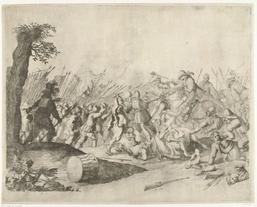 Battle between cavalry and infantry