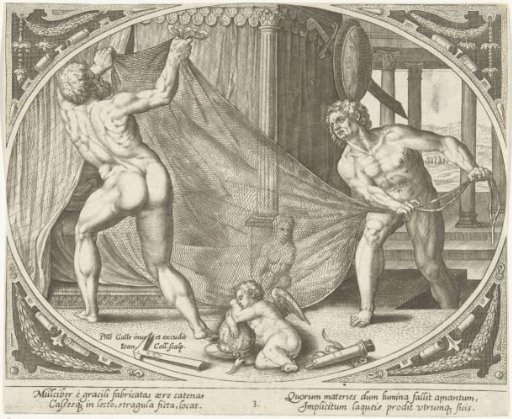 Vulcan hangs an iron net above the bed