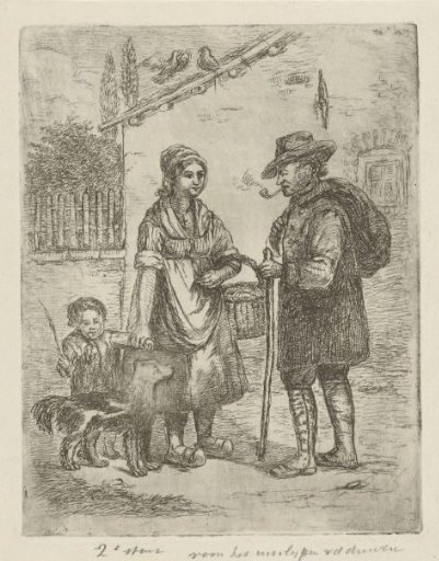Farmer and farmer's wife at a farmhouse
