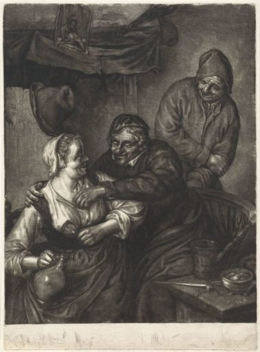 Tavern Scene with Three Figures at a Fireplace