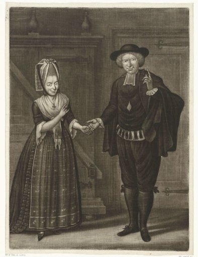 Portrait of Maria Elisabeth Ghijben and Anthony Angemeer as Fransijn and Govart in the Play The Miser