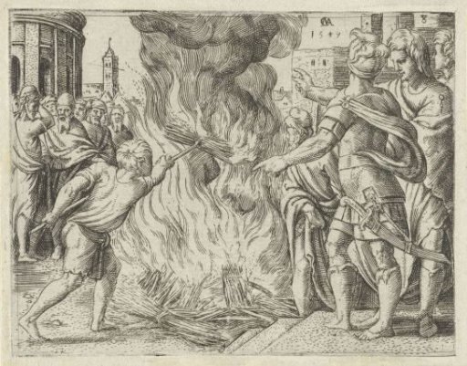 The Philistines burn Samson's wife and father-in-law