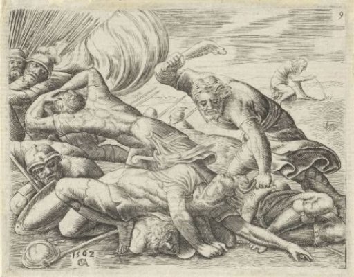 Samson defeats the Philistines with an ass's jawbone