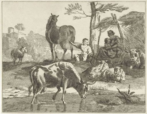 Herd of cattle in a hilly landscape