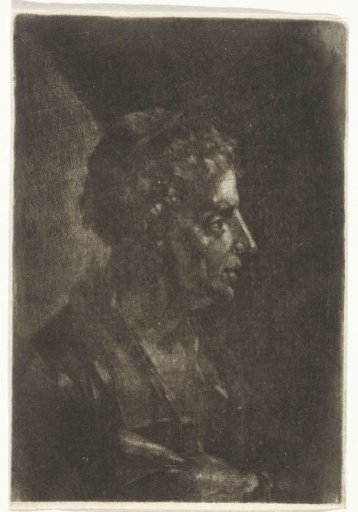 Bust of a man, in profile