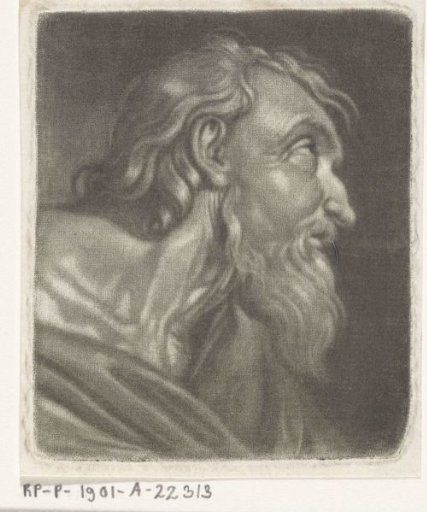 Head of an old man, looking up to the right