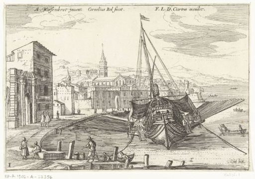Galley in an Italian harbour