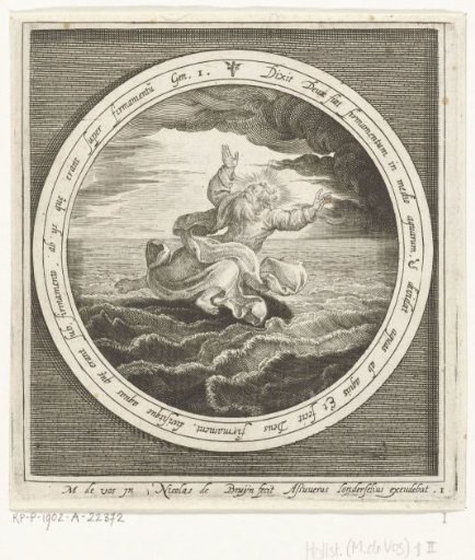 Second day of Creation: God separates the waters into heaven and sea