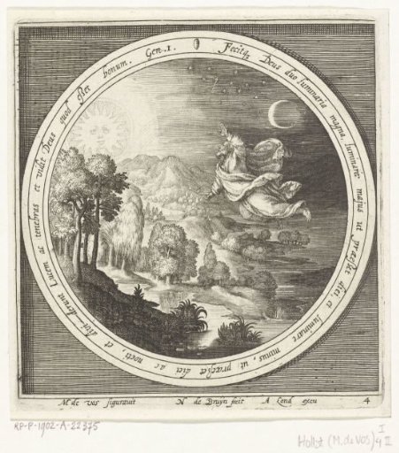 Fourth day of Creation: God creates the sun, moon and stars