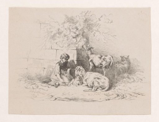 Girl with Sheep and Lamb