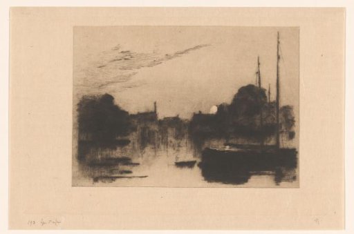 Harbour in Dordrecht by moonlight