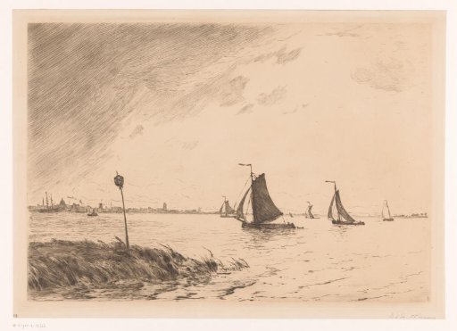 Sailing Ships on the Maas near Dordrecht