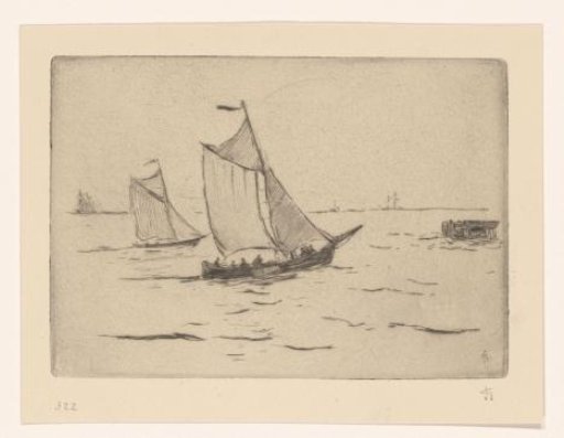 Two sailing ships on the Scheldt