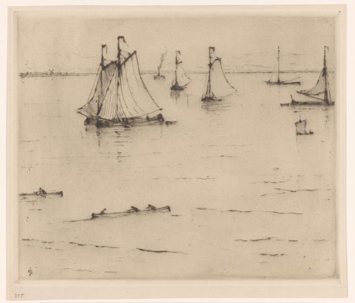 Rowboats and Sailing Ships on the Meuse