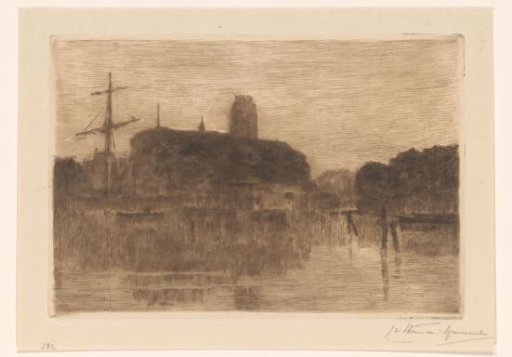 View of the New Harbour in Dordrecht at Evening